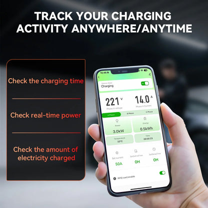 IPENGEN EV Charging Station 32A 7KW TS-NACS Charger Plug for Tesla Car Charger EVSE Wallbox 9.6KW 12KW Fast Charging APP Control