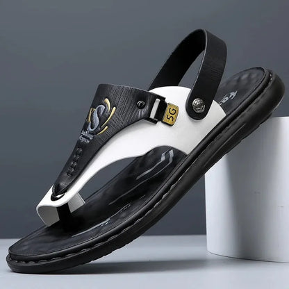 Sandals for Men High Quality Cow Leather Sandals Outdoor Casual Sport Sandals Anti Slip Beach Slippers for Men Summer Slippers