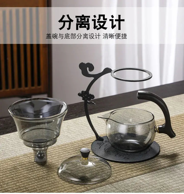 Handmade Iron Glass Tea Set Home Tea Magnet Semi-automatic Tea Machine Office Guest Set