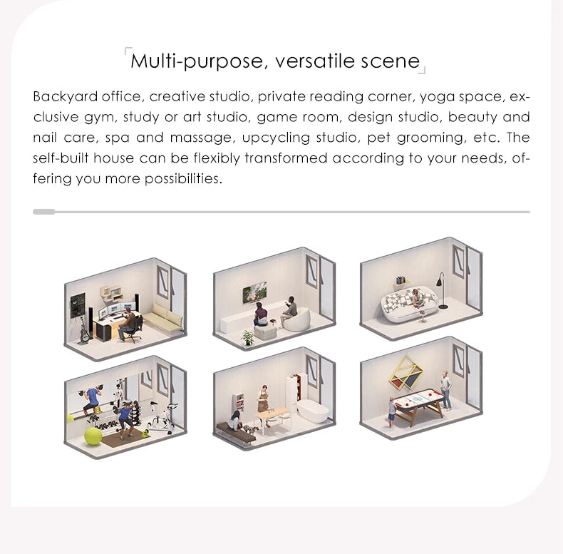 Any Size Custom Easy DIY Assembly Glass Yoga Room Garden Outdoor Mobile House Multi Functional Fitness Leisure Private Space