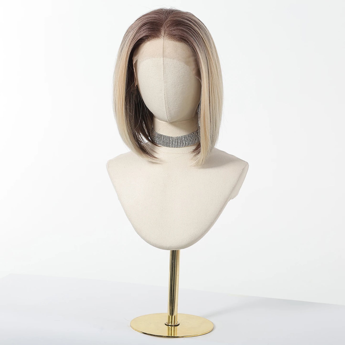 13*6 HD Transparent Lace Front Wigs Natural Hairline Short Straight Synthetic Wigs For Women Daily Party Brown Mixed Blonde Wigs