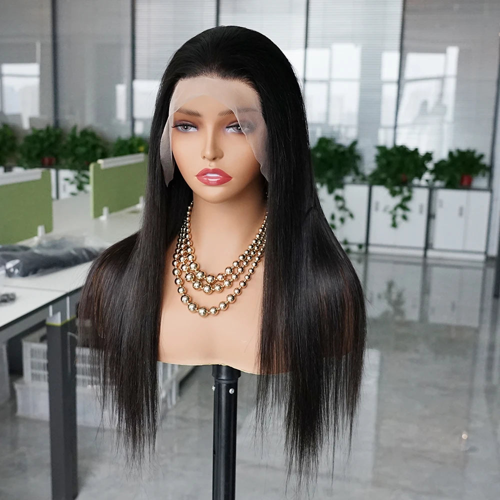 180% 13x4 Bone Straight Lace Front Wig Indian Remy Transparent Lace Frontal Wig Human Hair Wigs 4x4 Closure Wig Pre-Plucked