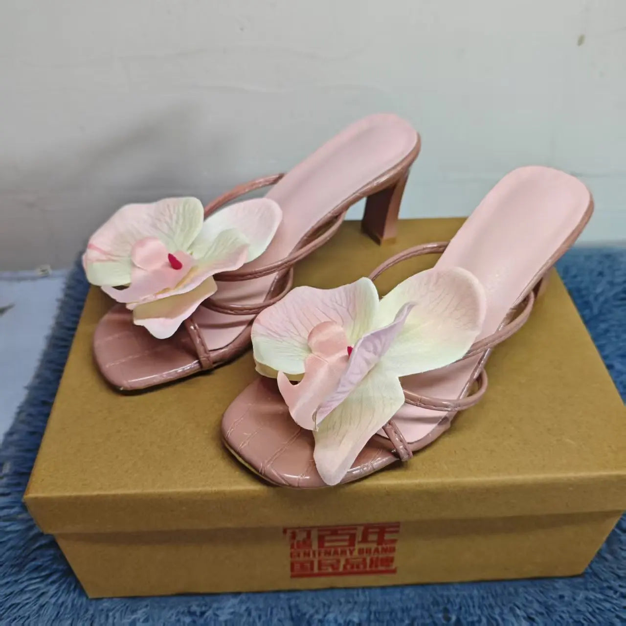 Slippers Women's shoes Heels Sandals Elegant Sexy Fashion New  Luxury Kawaii Designer Stripper shoes woman 2025 trend square toe
