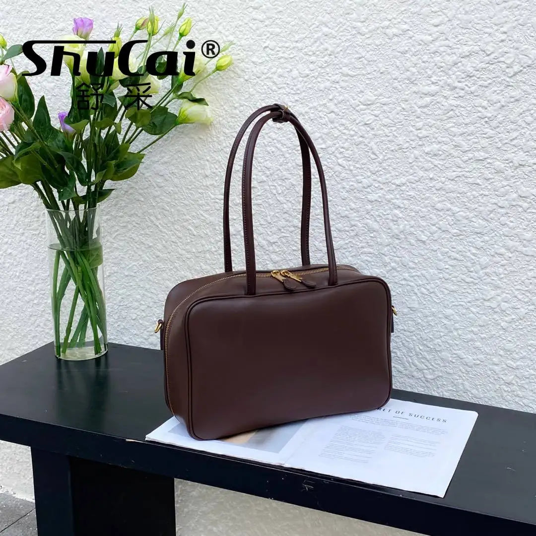 Genuine Leather Fashion Women Shoudler Black Bags Luxury Desiger Ladies Crossbody Cowhide Brown Large Bag Female Handbags Coffe