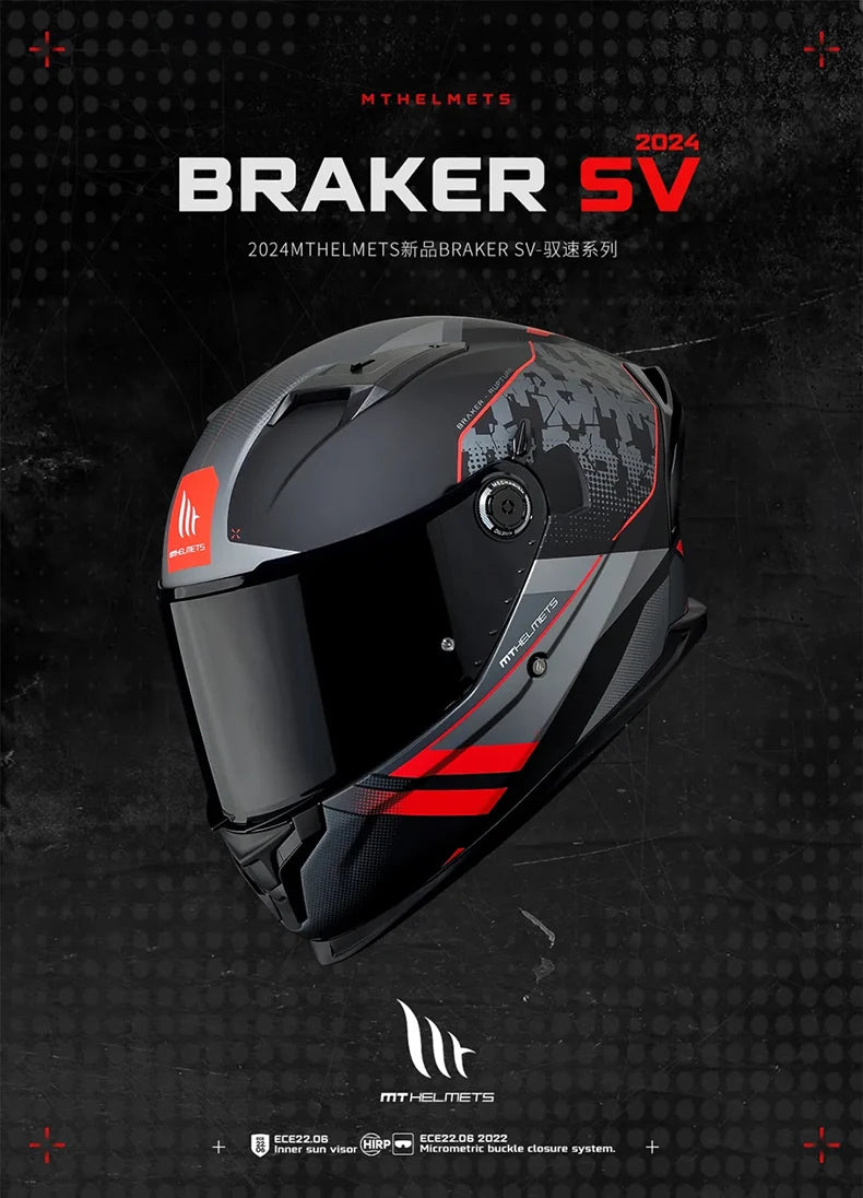 New MT Braker SV Motorcycle Helmet ECE DOT Certification Full face Double lens Racing off-road Helmet Capacetes Cascos Para Moto