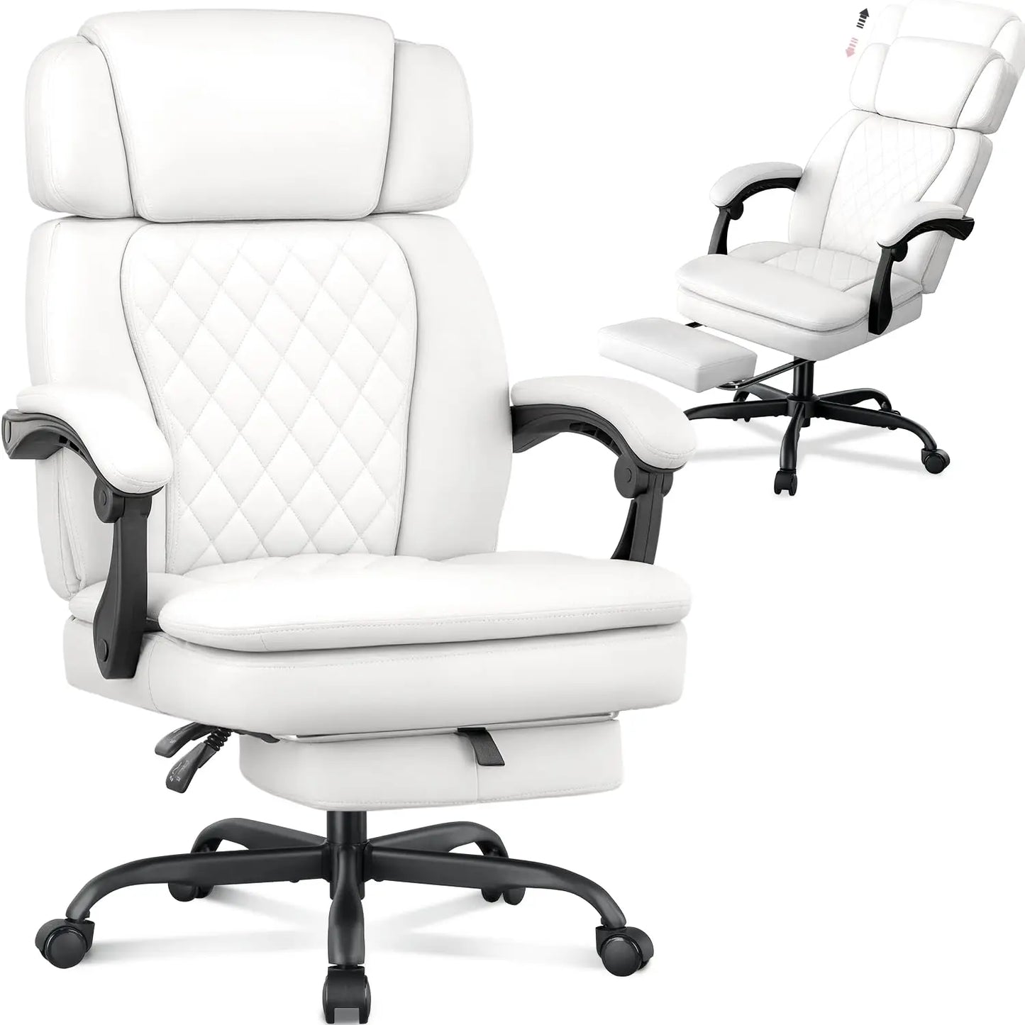400lbs Executive Office Chair with Foot Rest for Heavy People, Ergonomic Big and Tall Desk Chair with Adjustable, Customized