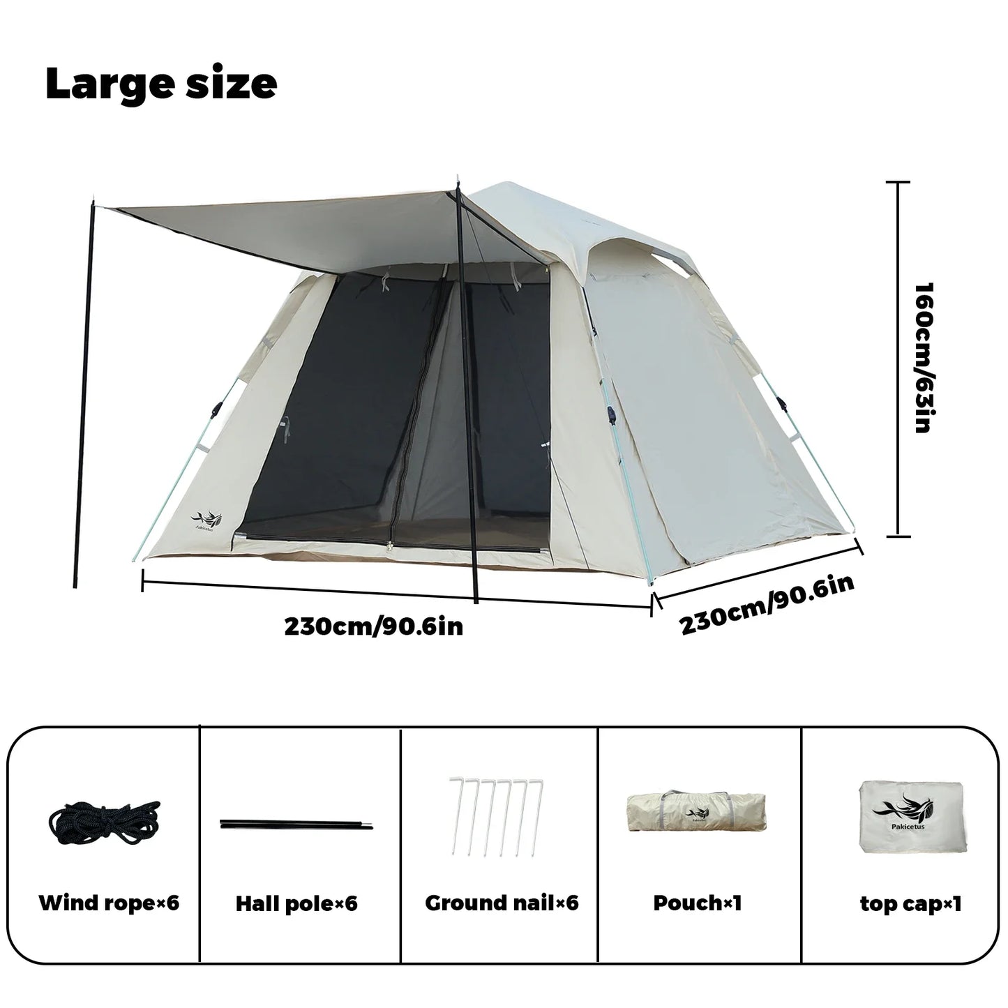 Foldable Portable Camping Tent Enhanced Ventilation Waterproof Wind & Rain Resistant With Storage Bag