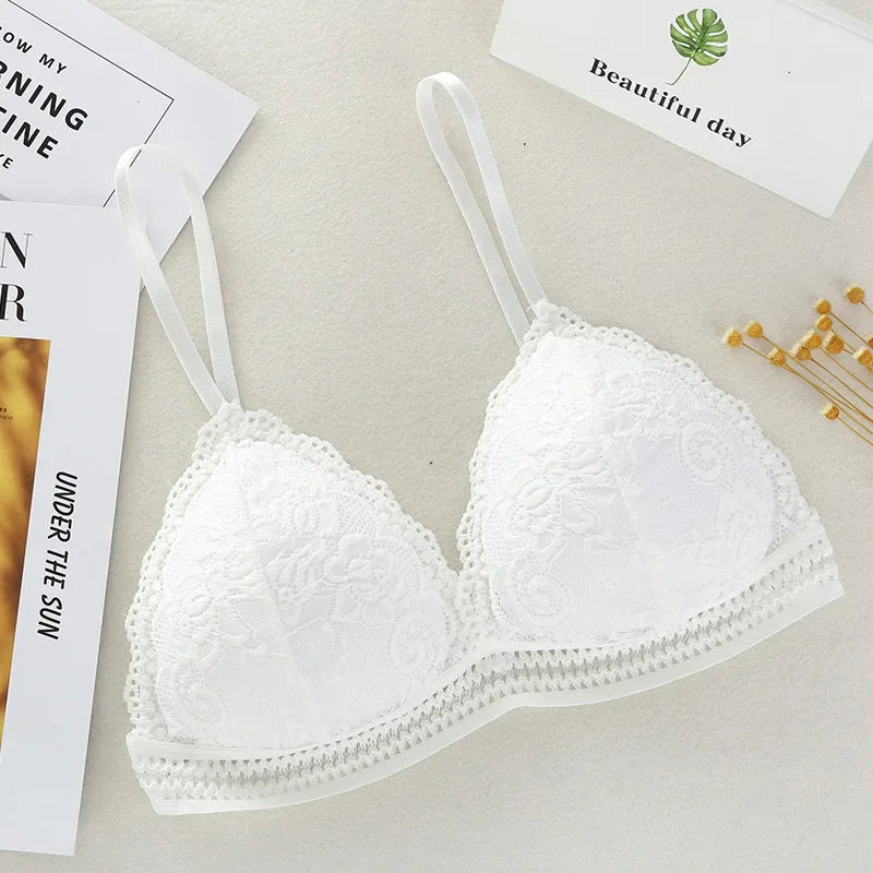New Lace Sexy Lingerie Wireless Bra for Women Padded Push Up Bralette Female Brassiere Soft Backless Fashion Bras Underwear