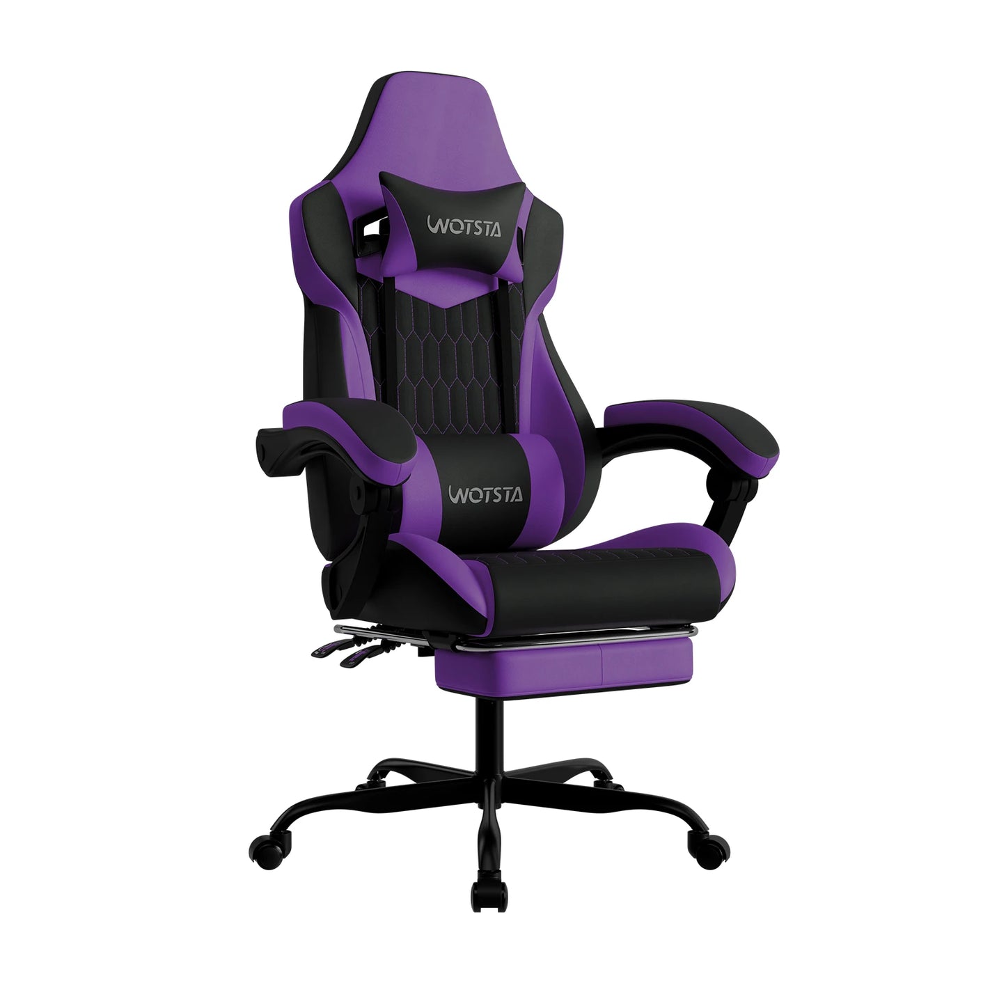 WOTSTA Gaming Chair with Footrest Gaming Chairs PVC Leather Ergonomic Gamer Chair with Adjustable Headrest Lumbar Support