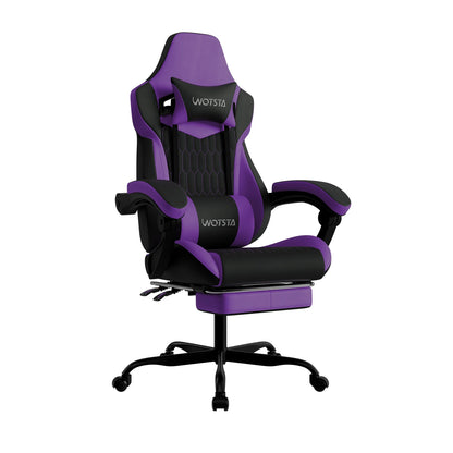 WOTSTA Gaming Chair with Footrest Gaming Chairs PVC Leather Ergonomic Gamer Chair with Adjustable Headrest Lumbar Support