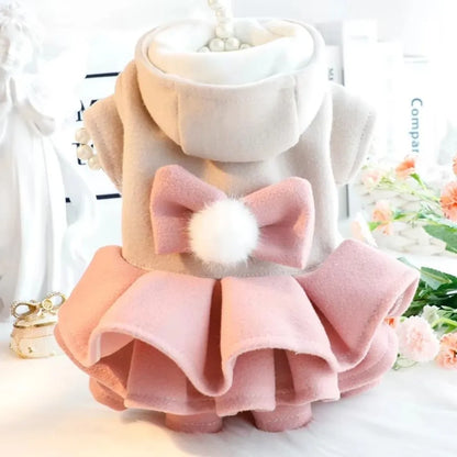 New Autumn Winter Outfit Pet Dog Clothes Woolen Teddy Bear Pet Coat Dog Dresses Tutu Skirt Cat Princess Skirt for Small Dogs