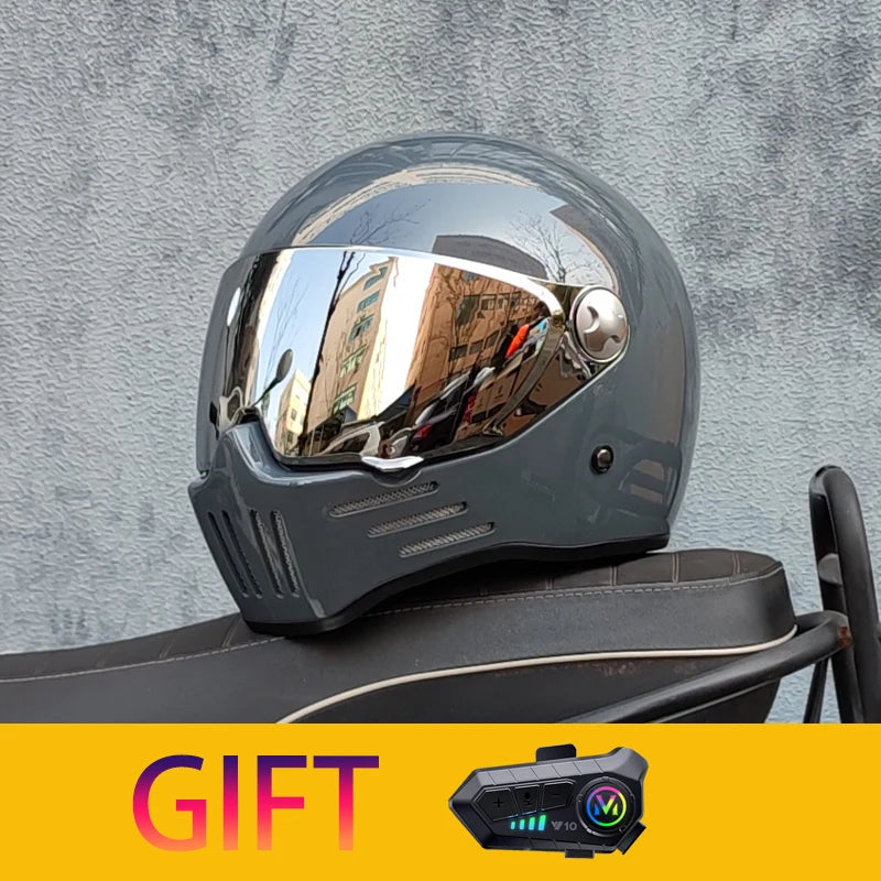 Retro motorcycle helmet Casco cruising motorcycle rider modular helmet full helmet with Bluetooth earphones included ORZ-728