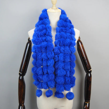 Women Winter Warm Real Rabbit Fur Scarf Hot Sale Natural Rabbit Fur Muffler 2025 Lady 100% Genuine Fur Scarves Wholesale Retail
