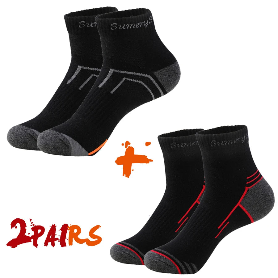 2 Pairs/Lot Running Socks Men Sport Outdoor Casual Cotton Red Stripes Compression Black Colorful Sock Male Gifts 21 Colors