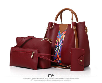 Fashionable Women's Shoulder Bag Hot Sale Of The Season New Style Mother-Child Multi-piece Set Colorful Ribbon Ladies Handbag Si