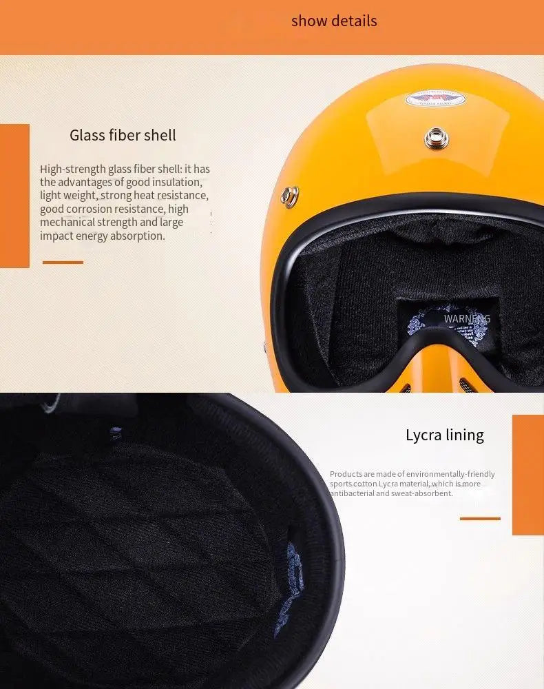 Motorcycle helmet Japanese retro cruise tip glass fiber reinforced plastic helmet motorcycle full helmet