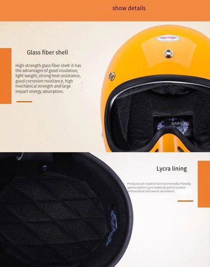 Motorcycle helmet Japanese retro cruise tip glass fiber reinforced plastic helmet motorcycle full helmet