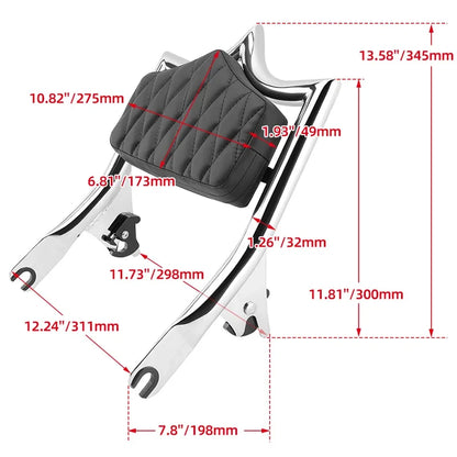 Chrome Motorcycle Passenger Backrest Detachable Sissy Bar Fit For Harley Touring Street Glide Road Glide Road King 2009-Later