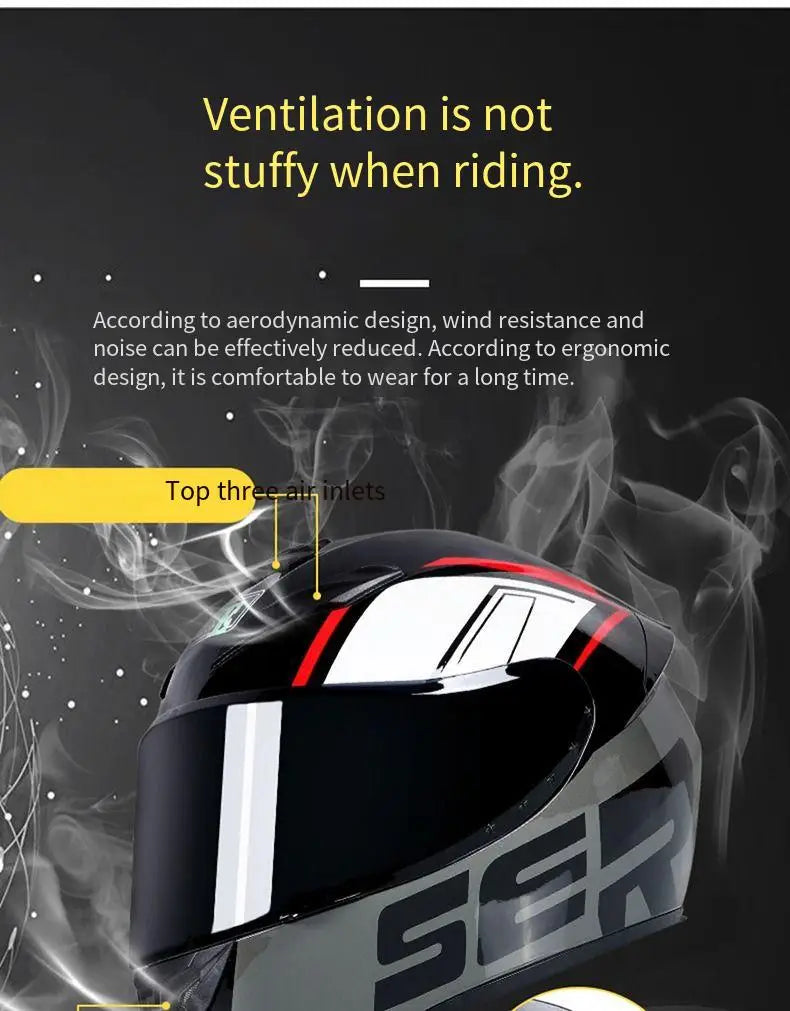 New Bluetooth motorcycle helmet for men and women, full coverage, anti-fog, full face motorcycle helmet