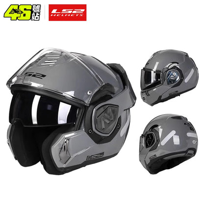 LS2 FF906 Advant Flip Up MODULAR Helmet Motorcycle Modular Double Visor Helmet built-in Lens ECE Capacete Moto helmets