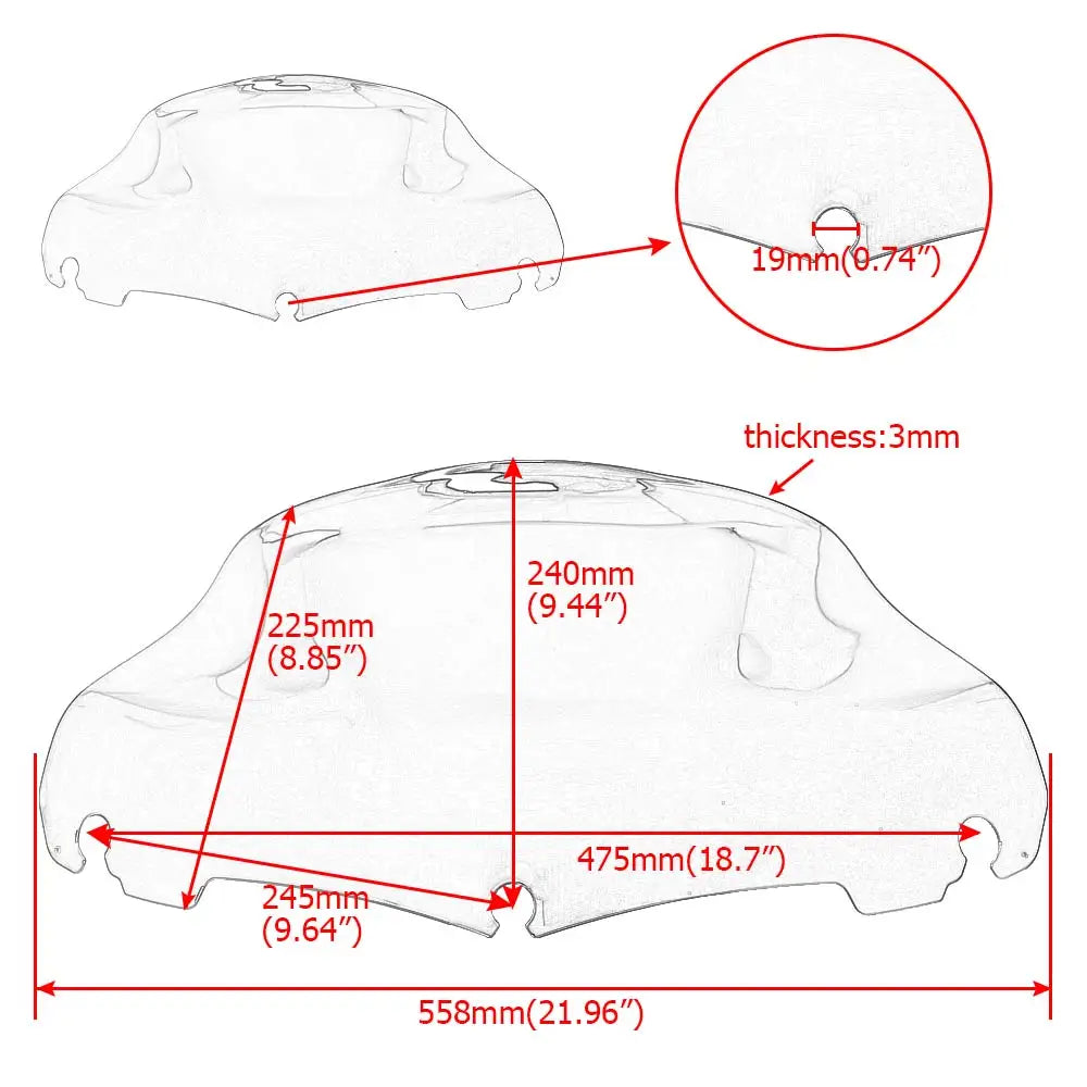 9" Motorcycle Accessories Wave Windshield Windscreen Wind Deflector For Harley Touring Tri/Electra/Street Glide FLHX/I 2014-UP
