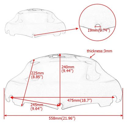 9" Motorcycle Accessories Wave Windshield Windscreen Wind Deflector For Harley Touring Tri/Electra/Street Glide FLHX/I 2014-UP