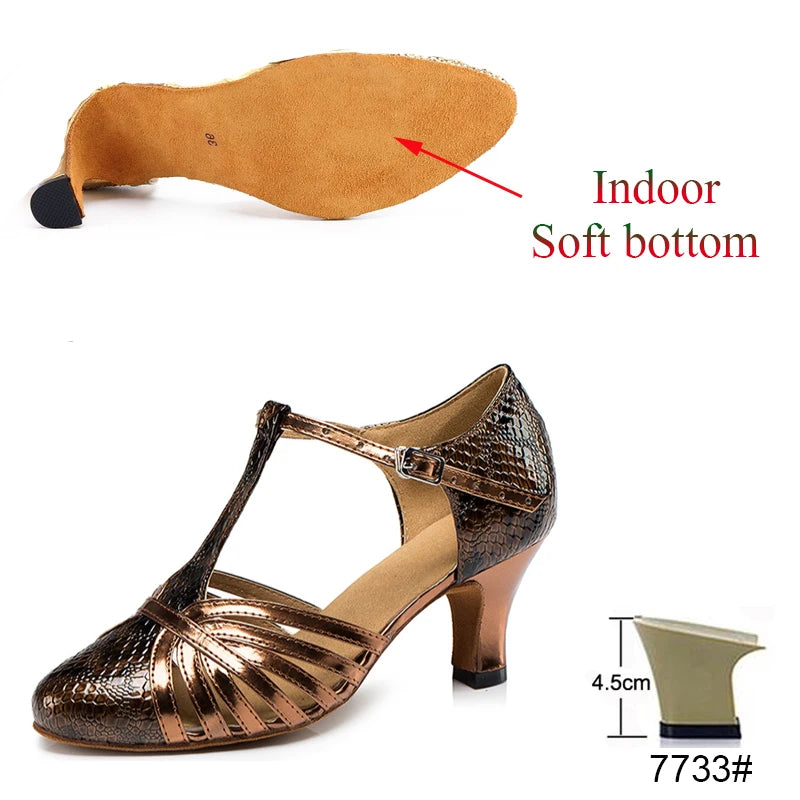 New Latin Shoes Salsa Tango Ballroom Party Women's Shoes Bronze High Heel Dance Sneakers Outdoor Fashion Women's Shoes On Sale