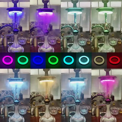 Colorful LED Hookah Light Show Shisha Ring Lamp Magnet Viscose Adsorption with Remote Control Cachimba Smoking Accessories
