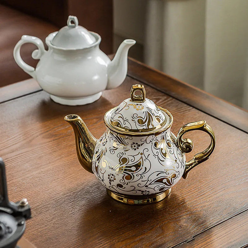 900ML European British Teapot  Porcelain High-Capacity Tea Pot With Filter Luxury Teaware Heat Resistant Kettle Pot Ceramic
