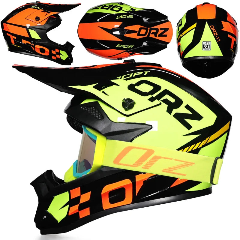 DOT Approved Off Road Helmet with Goggles Motocross Helmet Dirt Bike ATV Motorcycle Helmet Moped Dirtbike Racing Dirtbike Helmet