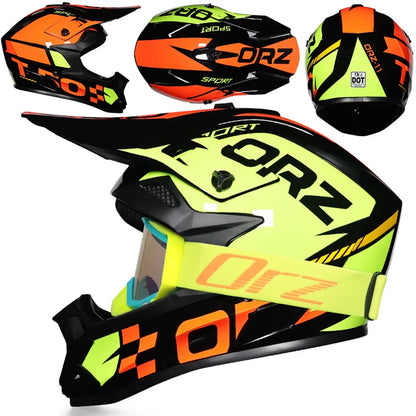 DOT Approved Off Road Helmet with Goggles Motocross Helmet Dirt Bike ATV Motorcycle Helmet Moped Dirtbike Racing Dirtbike Helmet
