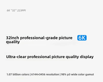 6K/4K monitor 32 ,27inch bezel MAC high definition external gaming computer LG mirror screen design photography vertical screen