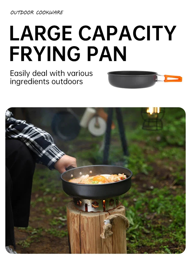 Camping Cooking Set, Outdoor Kitchenware Set, Aluminum Portable Tableware Kitchenware POTS Bowls Kettles Hiking Picnic Equipment