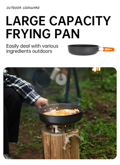 Camping Cooking Set, Outdoor Kitchenware Set, Aluminum Portable Tableware Kitchenware POTS Bowls Kettles Hiking Picnic Equipment