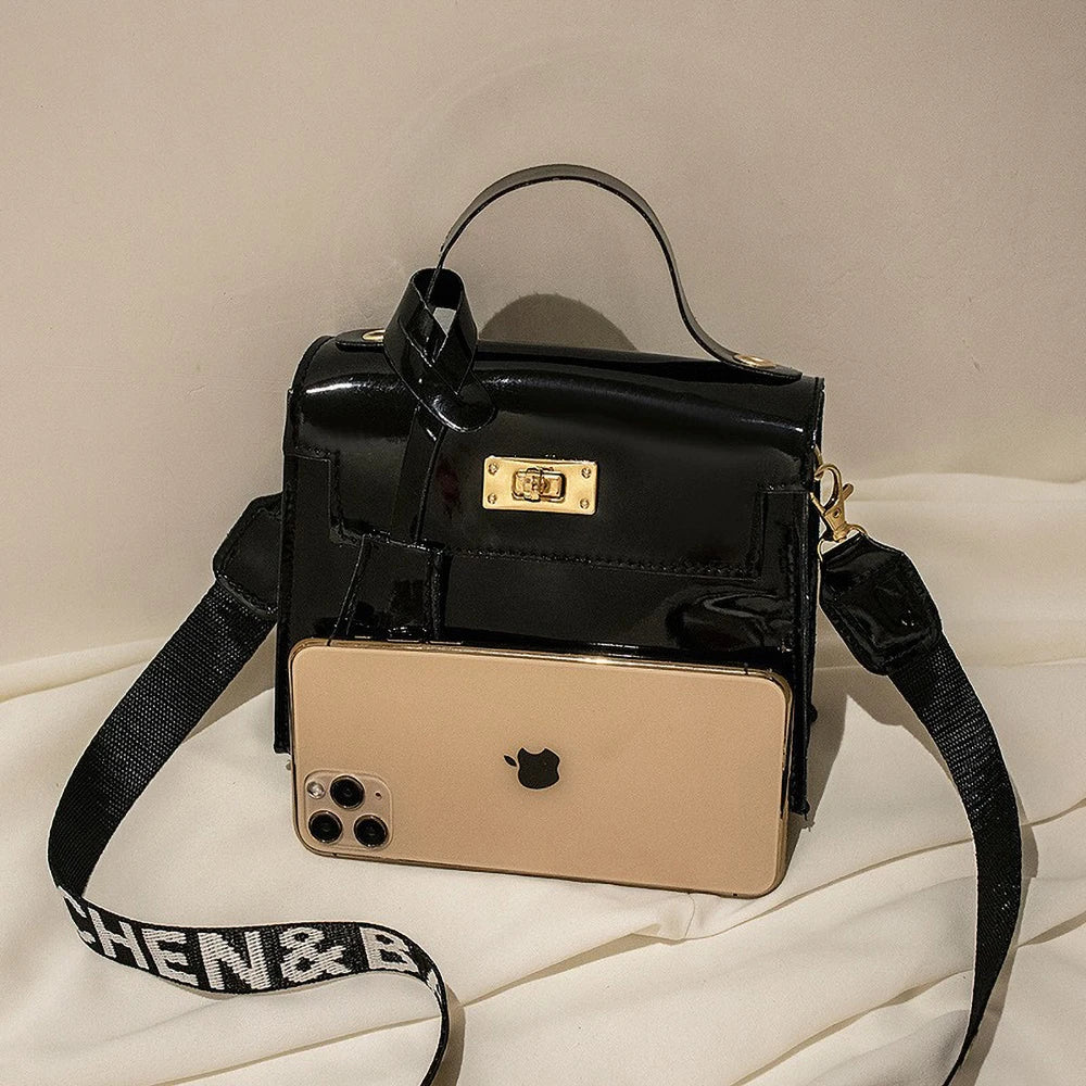 Bright Leather Kelly Bag - Printed Shoulder Crossbody Purse, Women's Easy-to-Match Fashion Handbag