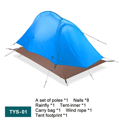 WIDESEA Outdoor Camping 1.5 person Double-Layer Fish Spine tent 15D Nylon Silicone-Coated  Lightweight for Hiking & camping