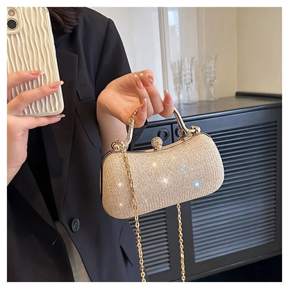 Shiny Mini Evening Bag Rhinestone Decor Chain Purse Luxury Glitter Banquet Handbag Perfect for Party Wedding Prom Dinner Banquet