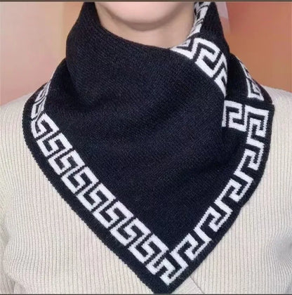 Warm Knitted Scarf with Geometric Pattern, Fashion Winter Neck Warmer for Women and Men, Soft Thick Cold Weather Accessories