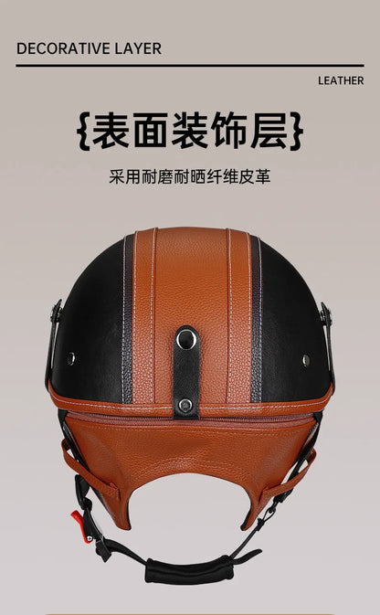 Retro Motorcycle Helmet DOT Approved Built in Sunglasses Casco Moto Helmet Detachable Insert Liner Vintage German Half Helmet