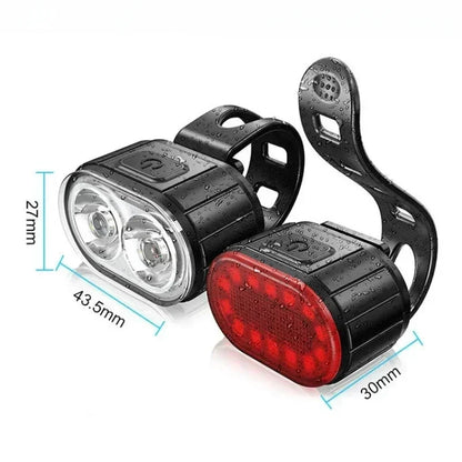USB Rechargeable Bicycle Lights Bike Safety Warning Lamp Outdoor Waterproof Cycling Flashlight For Mountain And Road Bikes