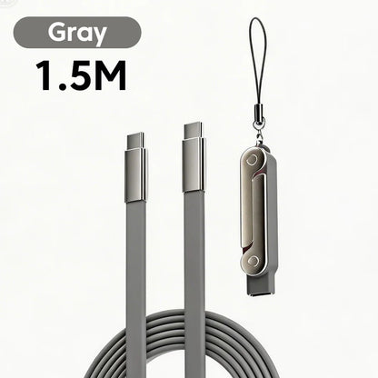 2-IN-1 Type-C Cable Foldable Mobile Phone Holder 240W Fast Charging Data Cable USB C TO USB C Phone Charge Bracket Dual PD cable