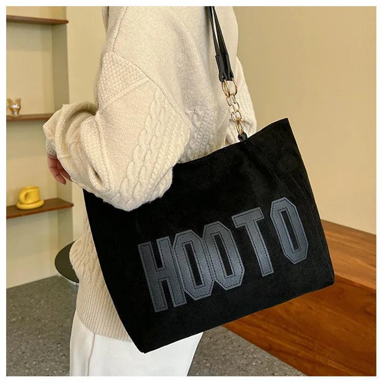Solid Color Shoulder Bag, Trendy Letters Tote Bag, Canvas Campus Handbag for Women, Office,College,Work,Travel Hand Bags Bolsa