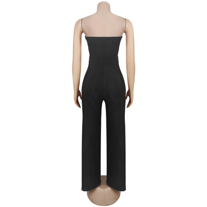 FAGADOER Sexy Hollow Out Bodycon Jumpsuit for Women Solid Color Sleeveless Backless Rompers Female Streetwear Overalls 2025 New