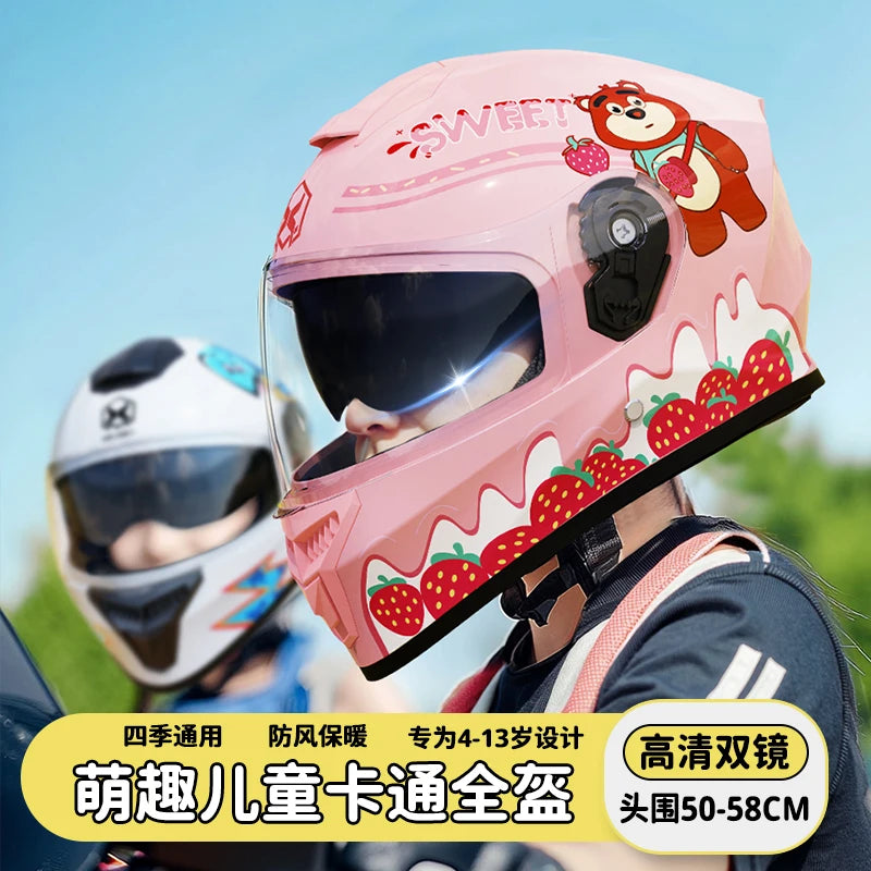 Children's Helmet Electric Car Cute Cartoon Four Seasons Universal Motorcycle Boys and Girls Safety Helmet 601