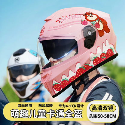 Children's Helmet Electric Car Cute Cartoon Four Seasons Universal Motorcycle Boys and Girls Safety Helmet 601