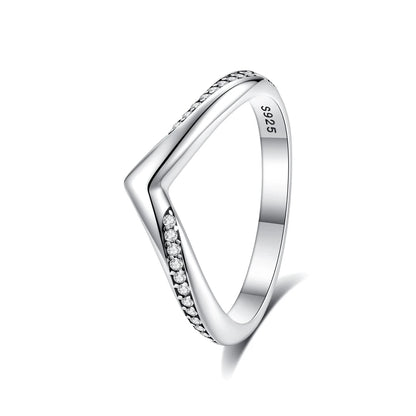 Original 925 Sterling Silver Ring Love Heart Pave CZ Crystal Stackable Rings For Women Wedding Engagement Birthday Gift Jewelry