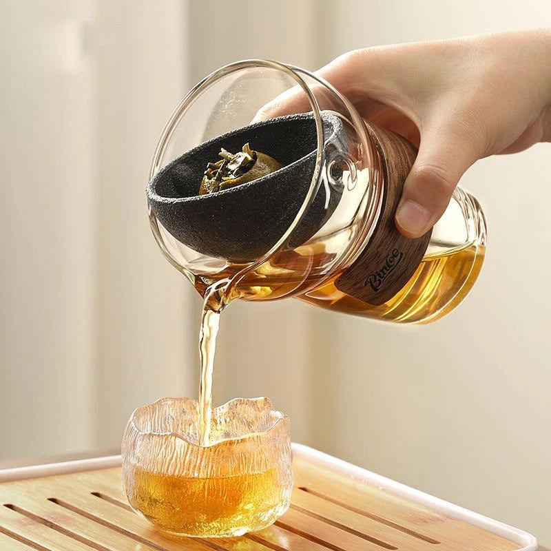 360 Rotation Poreless Filtration Teapot Glass Tea Maker Infuser Semi-Automatic Teaware for Home Office Travel Gong Fu Tea set