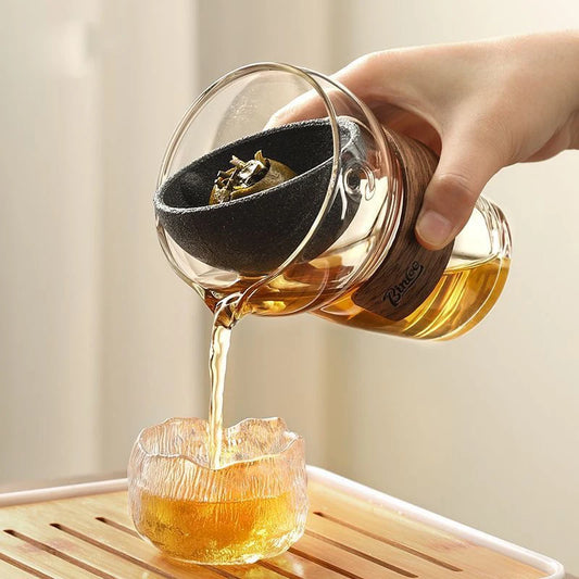 360 Rotation Poreless Filtration Teapot Glass Tea Maker Infuser Semi-Automatic Teaware for Home Office Travel Gong Fu Tea set