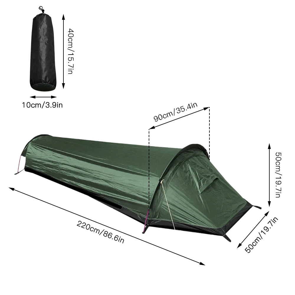 Portable Backpacking Tent Outdoor Camping Sleeping Bag Tent Beach Lightweight Single Person Sleeping Bag Tent with Storage Bag