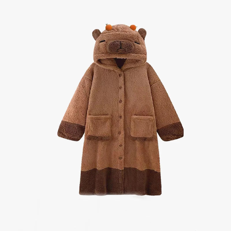Winter Capybara Cosplay Costume Robes Adult Kigurumi Unicorn Onesie Anime Nightgown Christma Cartoon Women Men Pajamas Sleepwear